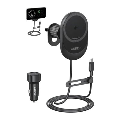 Picture of Anker B2932 MagGo 15W Wireless Car Charger with Built-In USB-C Cable - Black