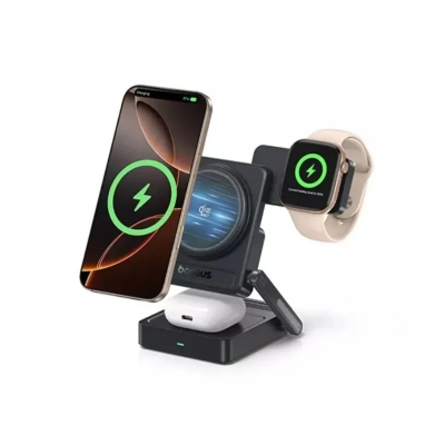 Picture of Baseus PicoGo AF21 3-in-1 Qi2.2 Wireless Charger – 25W Foldable Fast Charging Station - Black