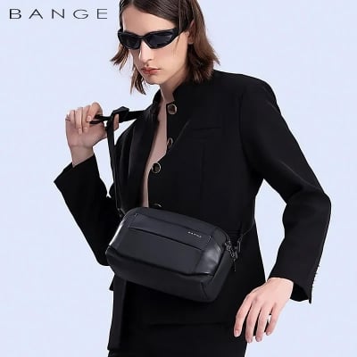 Picture of BANGE BG-7717 Premium Quality Waterproof Crossbody Sling Bag (New) - Size-14 Inch, Black