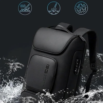 Picture of BANGE BG-7216plus Waterproof And Scratchproof Material Anti-Theft 3 Pin Lock USB Port fit for 15.6 Inch Laptop Backpack - Size-16 Inch, Black