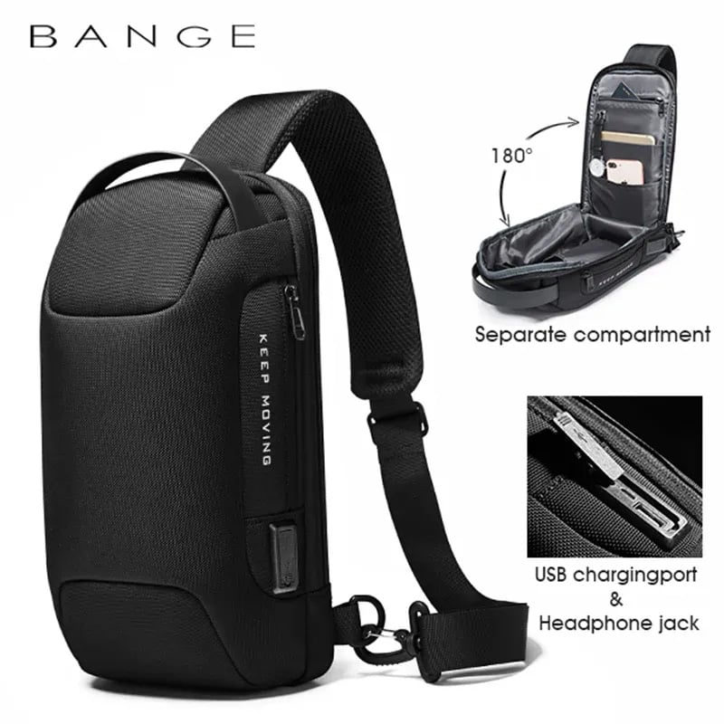 Picture of BANGE 22085 Anti Theft Crossbody Chest Bag - Size-11, Black