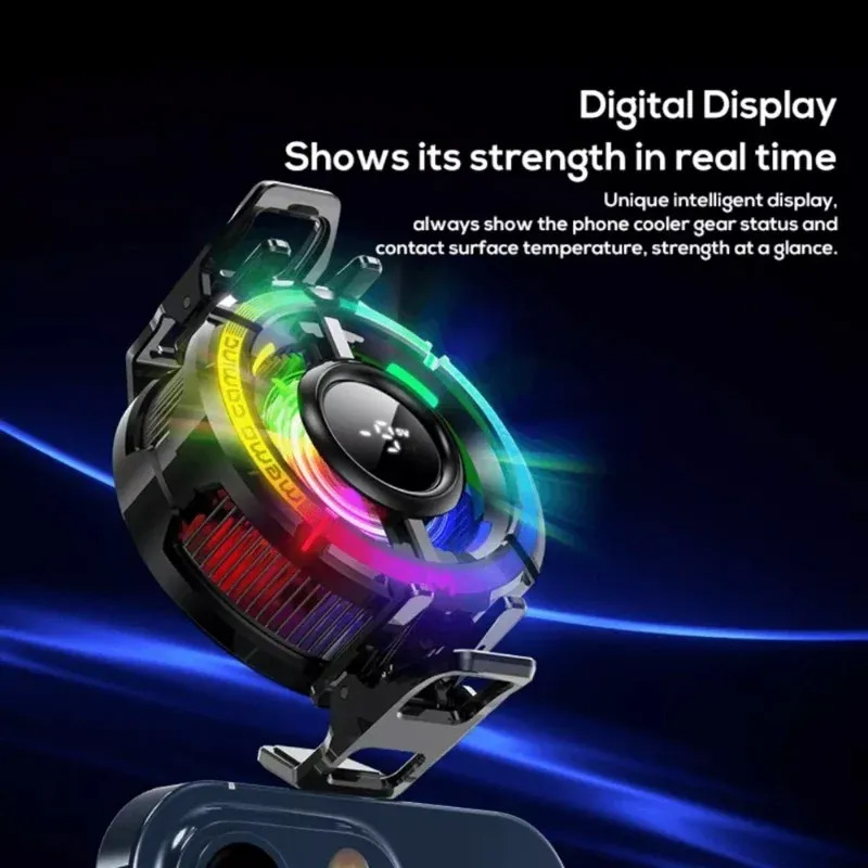 Picture of MEMO CX15 Digital Display Phone Cooling Fan: AI Semiconductor TEC for Cooler Gaming - Black