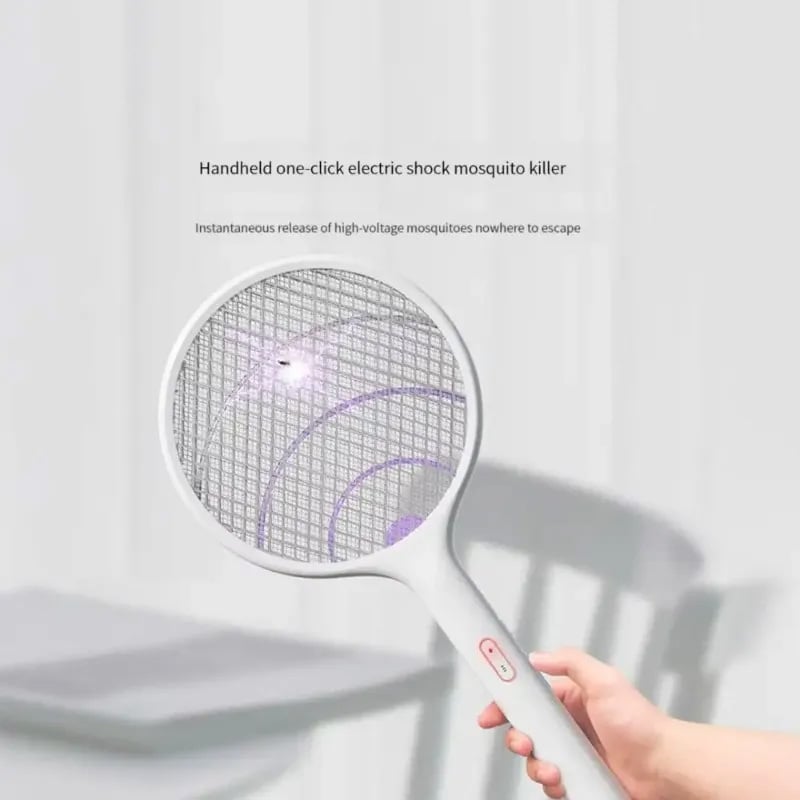 Picture of Qualitell E2 Electric Mosquito Killer Lamp Fly Swatter Racket — 3-in-1 UV Trap & Rechargeable Swatter -  White