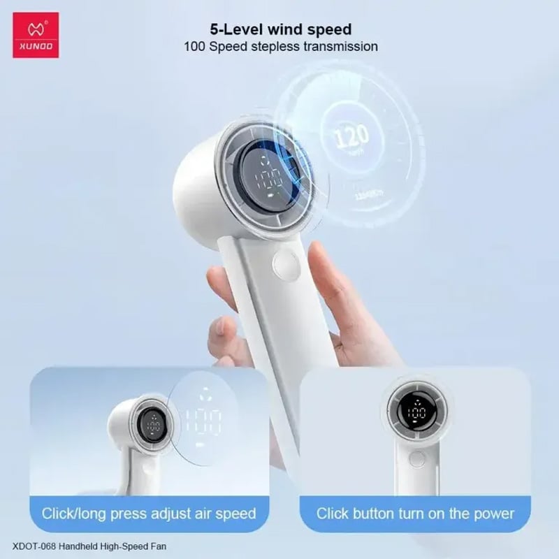 Picture of XUNDD XDOT-068 Handheld High Speed Fan -  Bright White