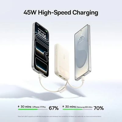 Picture of Baseus EnerFill FC11 20000mAh 45W Fast Charging Power Bank -  Bright White