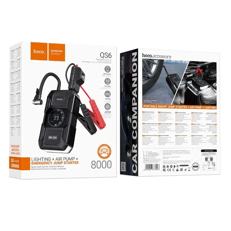 Picture of Hoco QS6 3-in-1 Car Jump Starter Smart Tire Inflator - Black