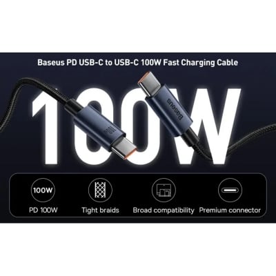 Picture of Baseus Minimalist Type-C to Type-C 100W Cable - Black