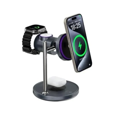 Picture of WiWU Qi2 3 in 1 25W Space Station Air cooled Magnetic Wireless Charger -  Silver