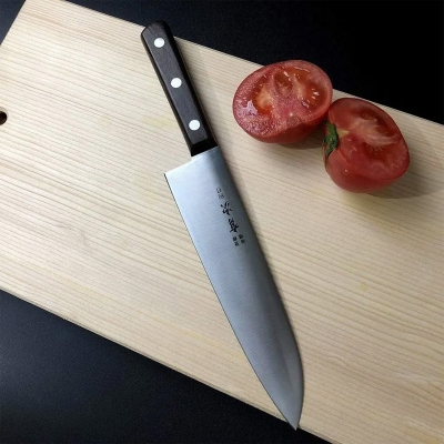 Picture of Japanese Chef’s Knife ARITSUGU Gyuto Carbon Steel Kitchen Knife for Effortless Slicing -  Silver