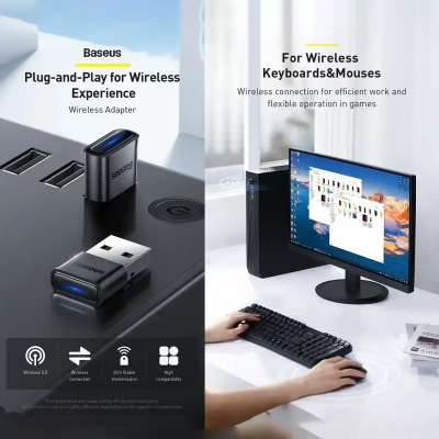 Picture of Baseus BA04 Mini Wireless Bluetooth 5.0 Adapter - Black