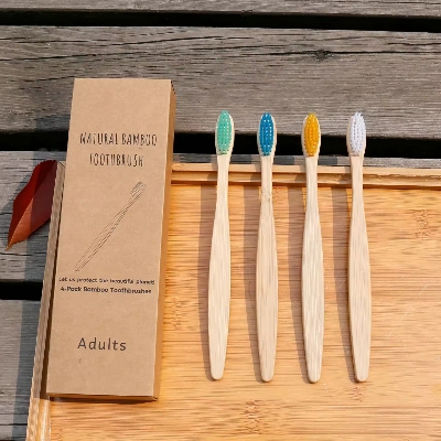 Picture of Bamboo Toothbrush 4 pcs pack-Multicolor