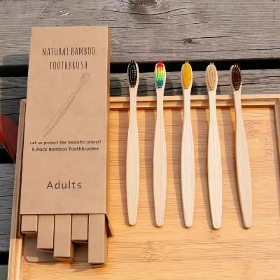 Picture of Bamboo Toothbrush 4 pcs pack-Multicolor