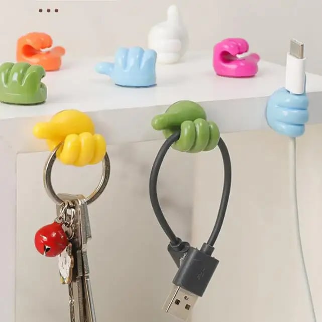 Picture of 10 PCS Creative Silicone Thumb Wall Hook - Multifunction Adhesive Cable Clip, Self-Adhesive Thumb Hook, Cable Organizer Clips and Key Hanger-Multicolor