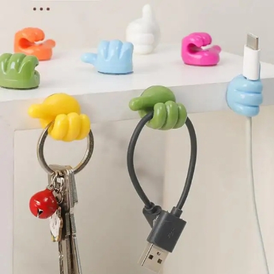 Picture of 10 PCS Creative Silicone Thumb Wall Hook - Multifunction Adhesive Cable Clip, Self-Adhesive Thumb Hook, Cable Organizer Clips and Key Hanger-Multicolor