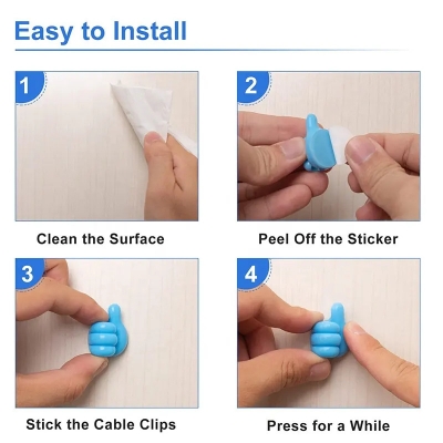 Picture of 10 PCS Creative Silicone Thumb Wall Hook - Multifunction Adhesive Cable Clip, Self-Adhesive Thumb Hook, Cable Organizer Clips and Key Hanger-Multicolor
