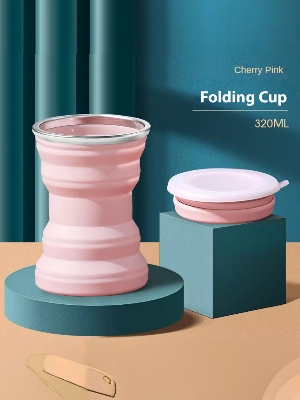 Picture of Silicone Collapsible Expandable Drinking Coffee Cup, Folding Drop-proof Retractable Heat-resistant Travel Camping Cup With Lid
