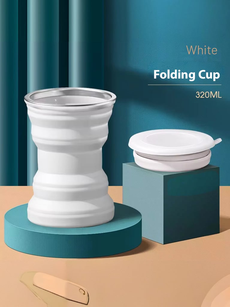 Picture of Silicone Collapsible Expandable Drinking Coffee Cup, Folding Drop-proof Retractable Heat-resistant Travel Camping Cup With Lid