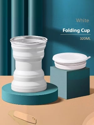 Picture of Silicone Collapsible Expandable Drinking Coffee Cup, Folding Drop-proof Retractable Heat-resistant Travel Camping Cup With Lid