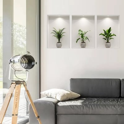 Picture of 3D Live Plant Wallpaper, Sticker, Home Decor ACC34003-White