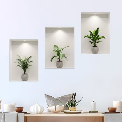 Picture of 3D Live Plant Wallpaper, Sticker, Home Decor ACC34003-White