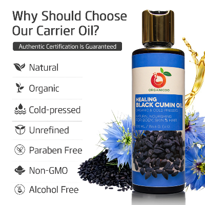 Picture of Organico 100% Pure Cold Pressed Therapeutic Black Cumin Oil – 200ml Black Seed Oil