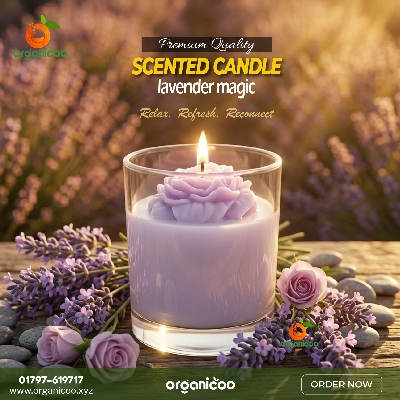Picture of Premium Scented Glass Candle 180g | Peony Flower | Long Burning Aromatherapy Candle | Lavender, Rose, Jasmine, Vanilla, Chocolate