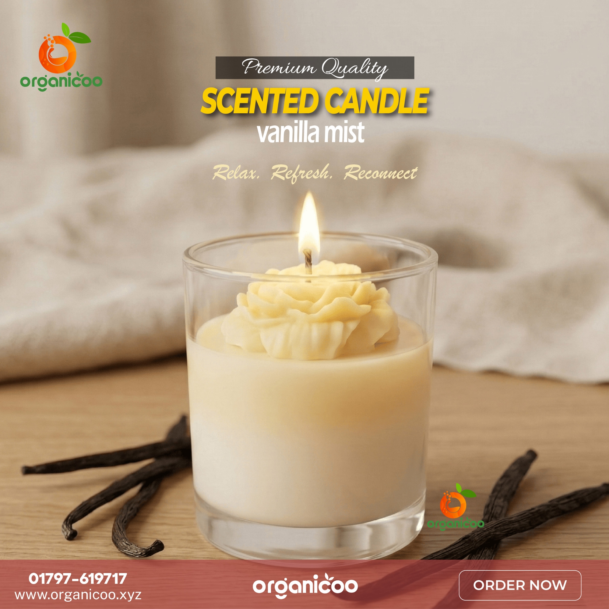 Picture of Premium Scented Glass Candle 180g | Peony Flower | Long Burning Aromatherapy Candle | Lavender, Rose, Jasmine, Vanilla, Chocolate