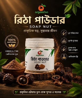 Picture of Reetha Powder / Soap Nut Powder – Natural Hair Cleanser (75g) | Organicoo | Chemical Free | Herbal Hair Wash | Dandruff Remover | For All Hair Types