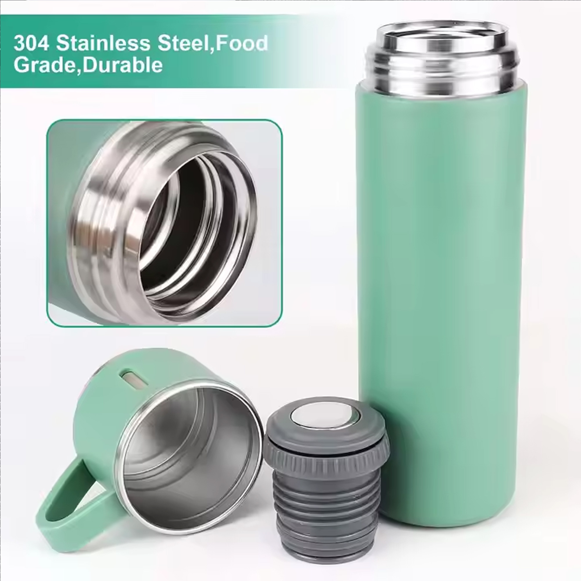 Picture of 500ml Portable Flask with 3 Cup Settlement - Green