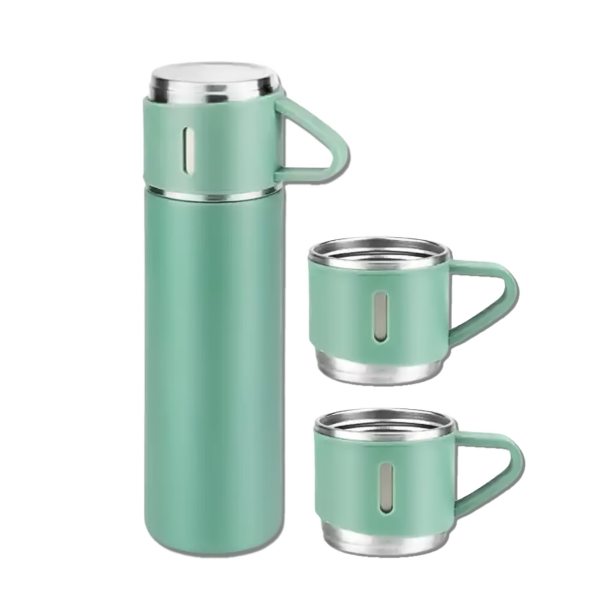 Picture of 500ml Portable Flask with 3 Cup Settlement - Green