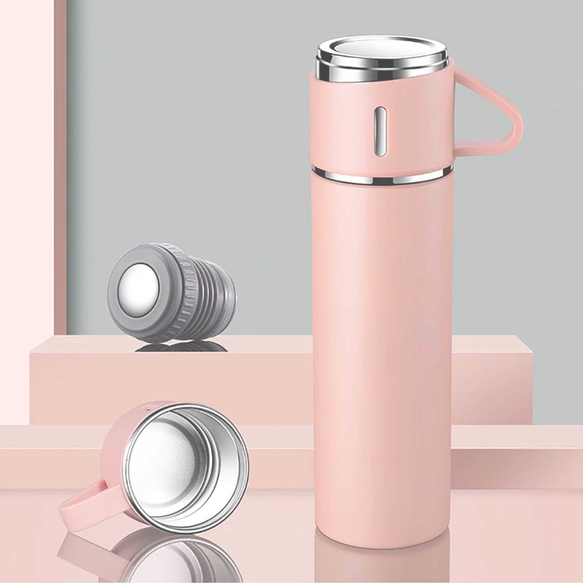 Picture of 3-Cup Stainless Steel Thermal Flask – 500ml - Pink