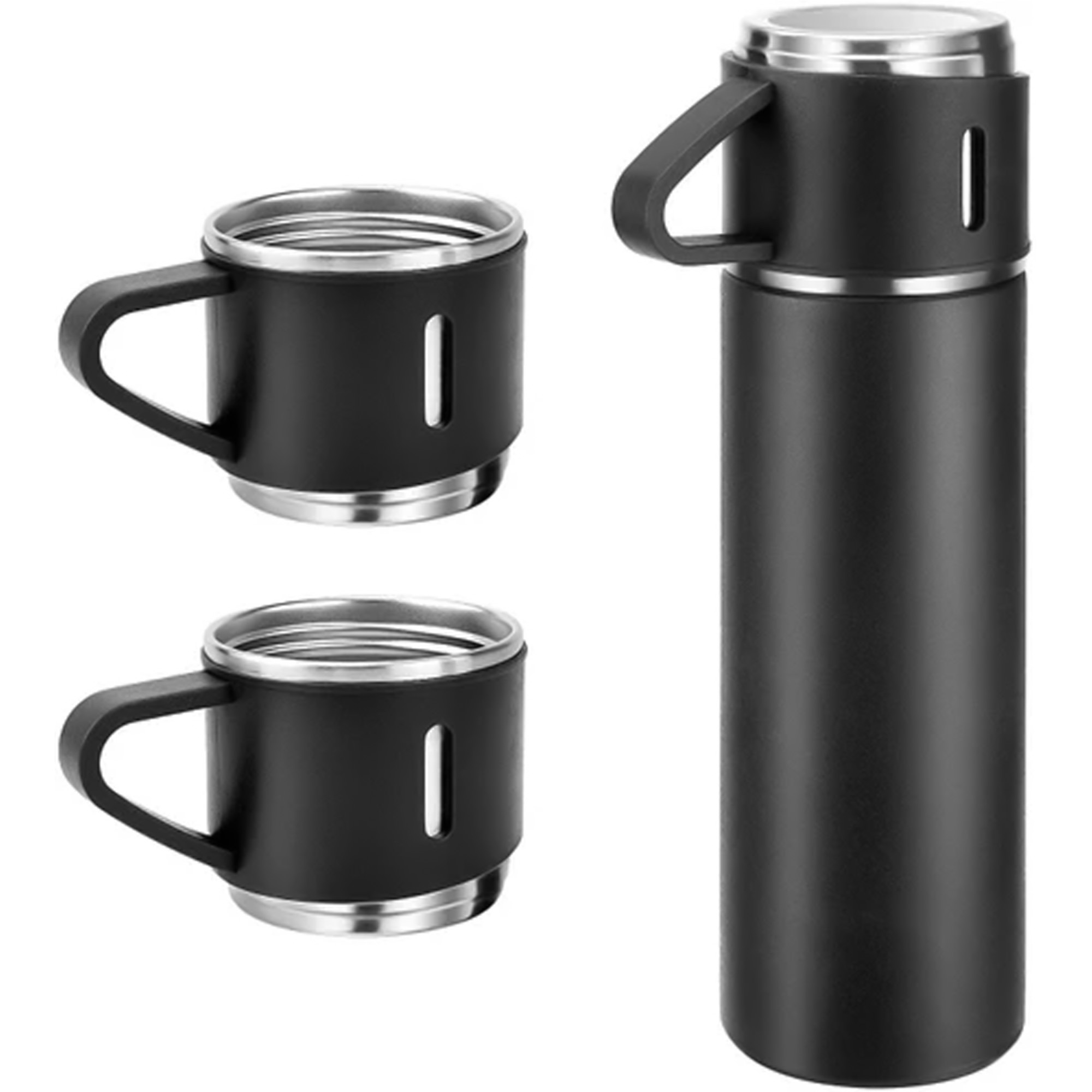 Picture of 500ml Flask with 3 Multi-Purpose Cups - Black