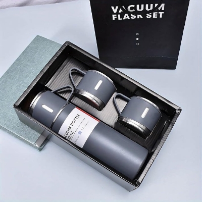 Picture of Stainless Steel Flask Set with 3 Cups – 500ml - Dark Ash