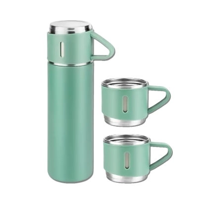 Picture of 500ml Flask with 3 Cup Settlement for Daily Use - Green