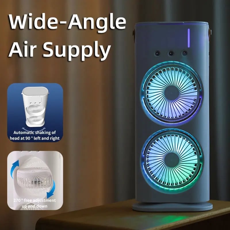 Picture of Remote Control Dual Mist Fan – Rechargeable, LED, and Ultra Cool  - White