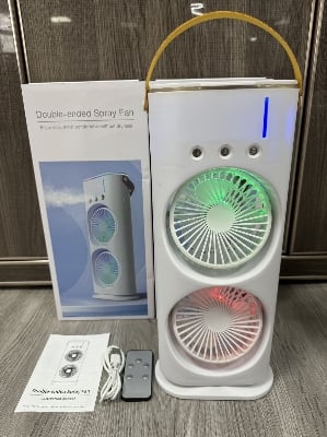 Picture of Remote Control Dual Mist Fan – Rechargeable, LED, and Ultra Cool  - White