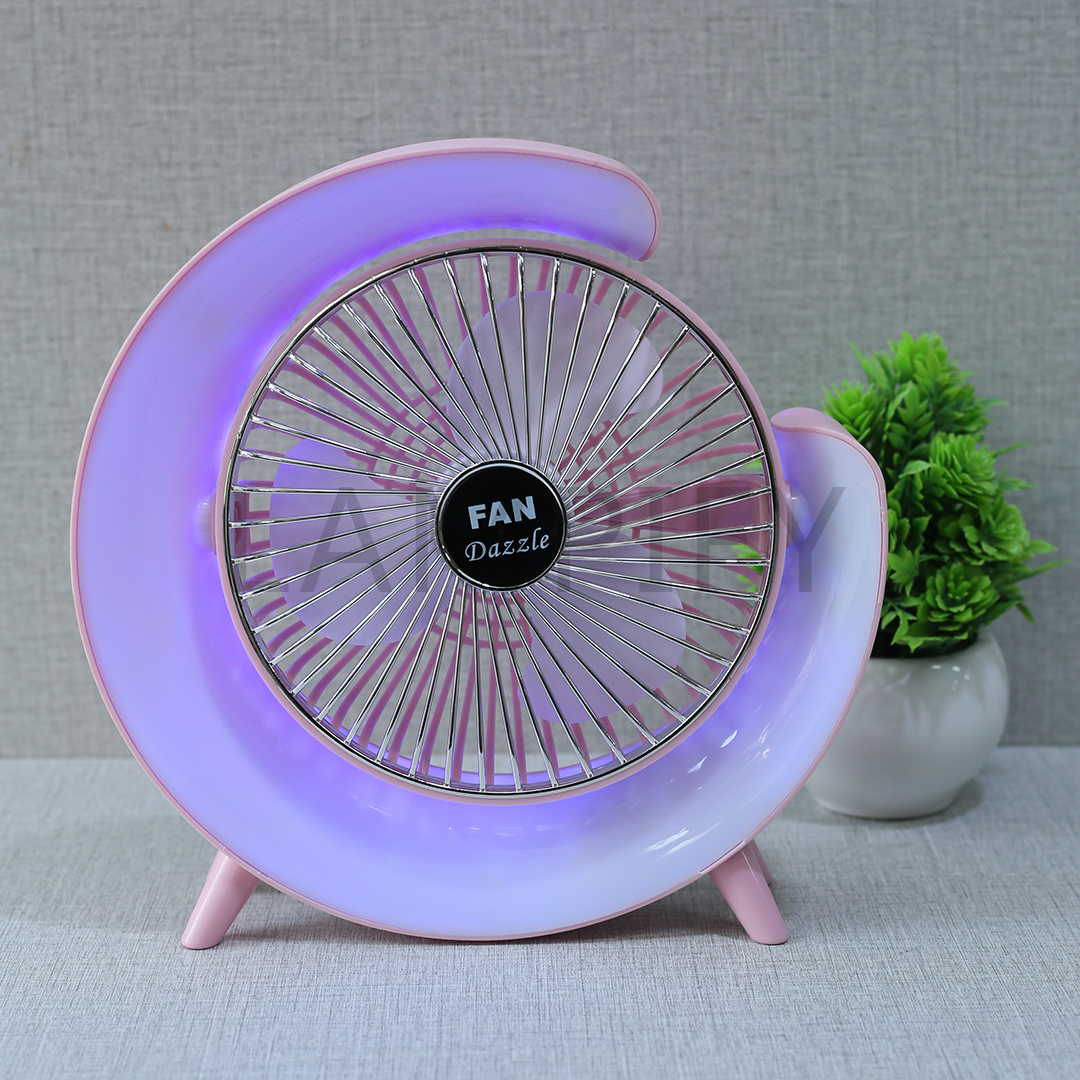 Picture of Portable Desk Fan with LED Light – USB Rechargeable, Quiet & Stylish 