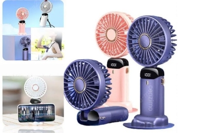 Picture of ✅ Digital Display Rechargeable Fan – Quiet & Adjustable  - Pink
