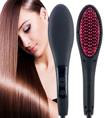Picture of Professional Hair Straightener and Curling Iron Comb Brush