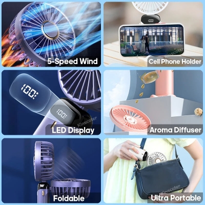 Picture of 🏡 Portable Cooling Fan – LED Display & Type-C Charging  - White