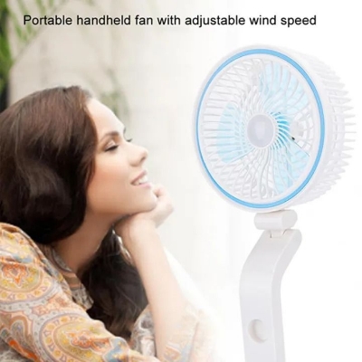 Picture of ✅ LR‑2018 Portable Foldable USB Fan with LED Lamp – USB Powered & Rechargeable  - Green