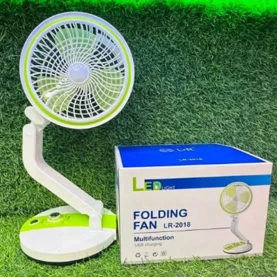 Picture of LR-2018 Compact USB Fan with Rechargeable Battery & LED Light - Green