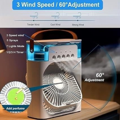 Picture of Rechargeable Air Cooler with Soft LED Light Ambience  - Black