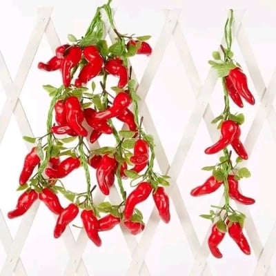 Picture of Artificial Decorative Fruit Foam Red Chilli Kitchen Decor Podazz-Red