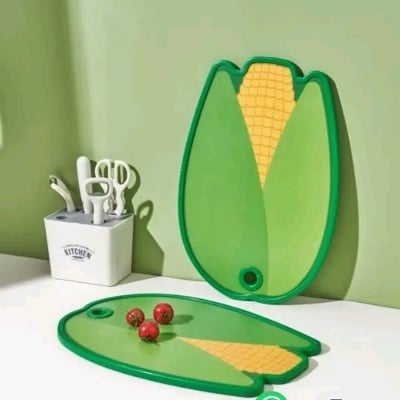 Picture of Plastic Cutting Board with Corn Design Green PP Kitchen Chopping Board-Yellow