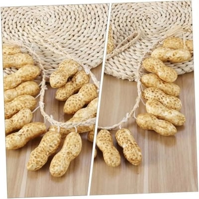Picture of Artificial Peanut Strings, Fake Peanut Hanging Strings Simulation Fake Vegetables for Home Kitchen Farm Party Wall Decoration Photo Props (Light Yellow)-
