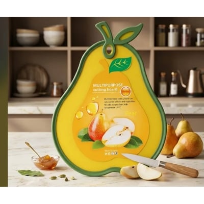 Picture of Cute Pear-Shaped Multipurpose Kitchen Cutting Board/Chopping Board -Yellow Color