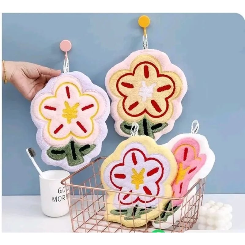 Picture of Cute Floral Hanging Hand Towels / Aesthetic Quick-Dry Kitchen Dishcloths