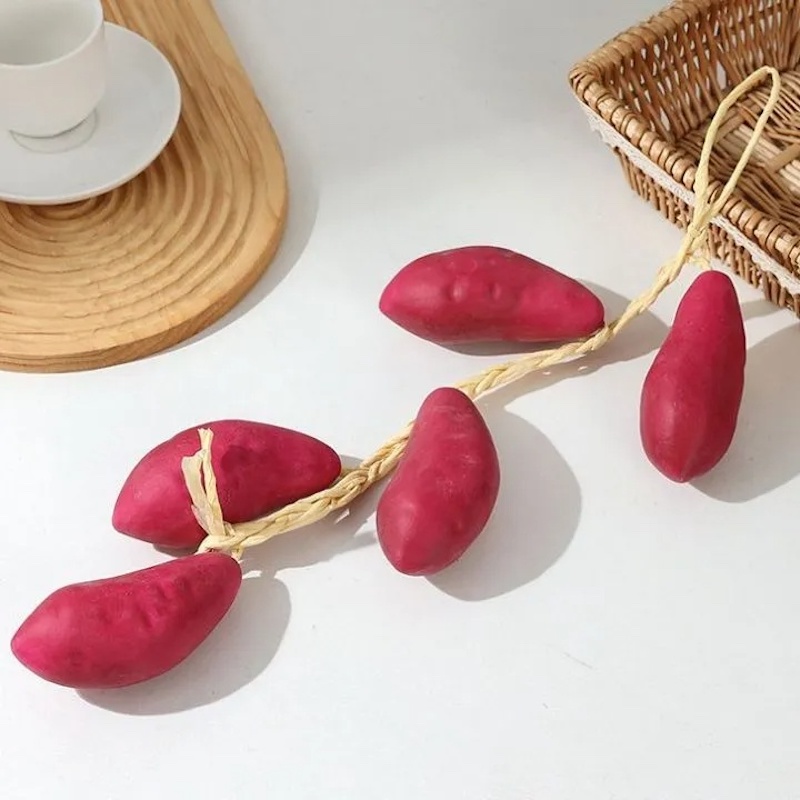 Picture of Realistic Artificial Sweet Potato String / Hanging Vegetable Home Decor-Dark Pink