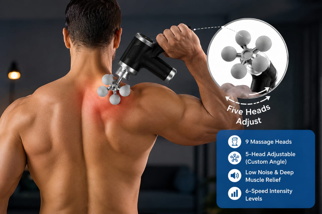 Picture of Blueidea Fascia Gun BLD-780 Professional Deep Tissue Massage Gun with 9 Massage Heads